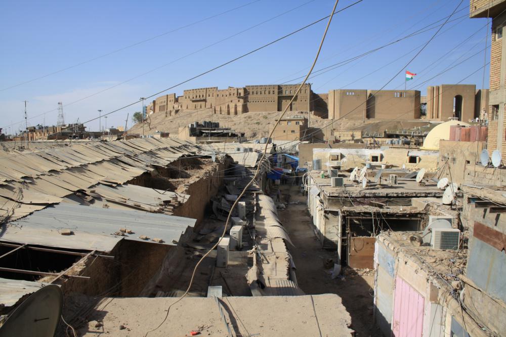View over the roofs of the Erbil Bazaar with the citadel in the background, 2012.